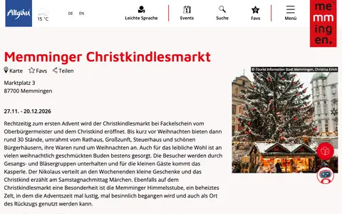 Screenshot of tourismus-memmingen.de