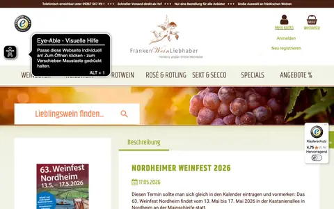 Screenshot of frankenweinliebhaber.de
